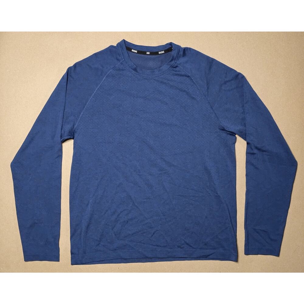 Rhone Men’s M Training Long Sleeve Blue Performance Perforated Shirt No Tag Soft